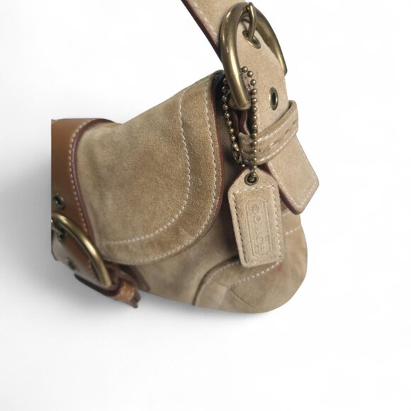 Vintage COACH Y2K Soho Suede Shoulder Bag in tan - Picture 4 of 15